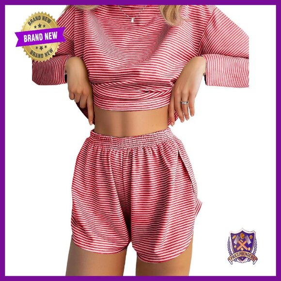 Soft Long Sleeve Pajama Set with Split Shorts - Comfy Lounge Wear